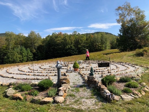 Brenda walking the labyrinth